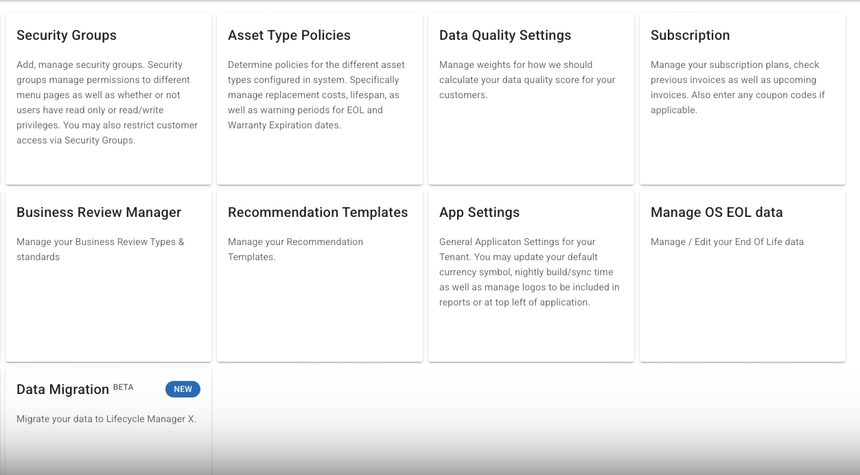 lifecycle insights settings dashboard
