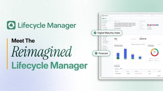 Screenshot of Lifecycle Manager interface overlaid with the text "Meet The Reimagined Lifecycle Manager."