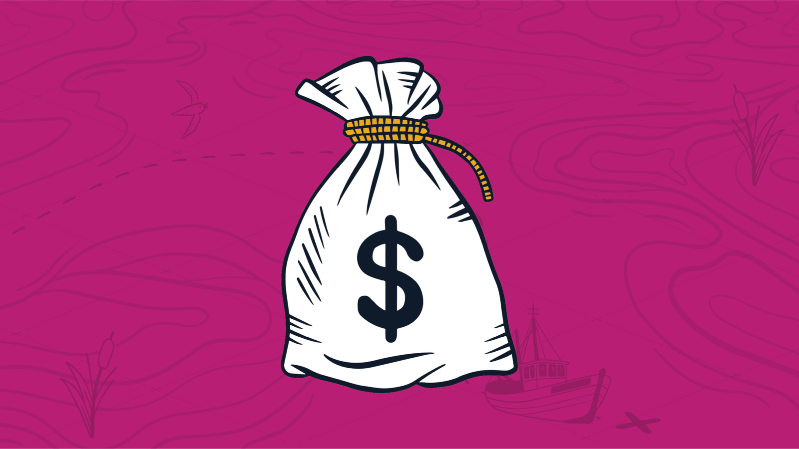 A white bag with a dollar sign on it representing time-saving tips in Quoter, presumably because time is money.