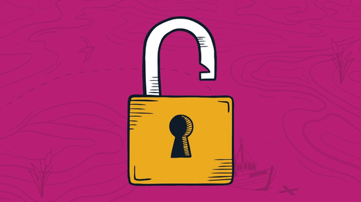 Yellow unlocked padlock with the keyhole visible on the side representing how recurring revenue is a key to MSP growth.