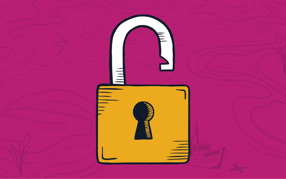 Yellow unlocked padlock with the keyhole visible on the side representing how recurring revenue is a key to MSP growth.