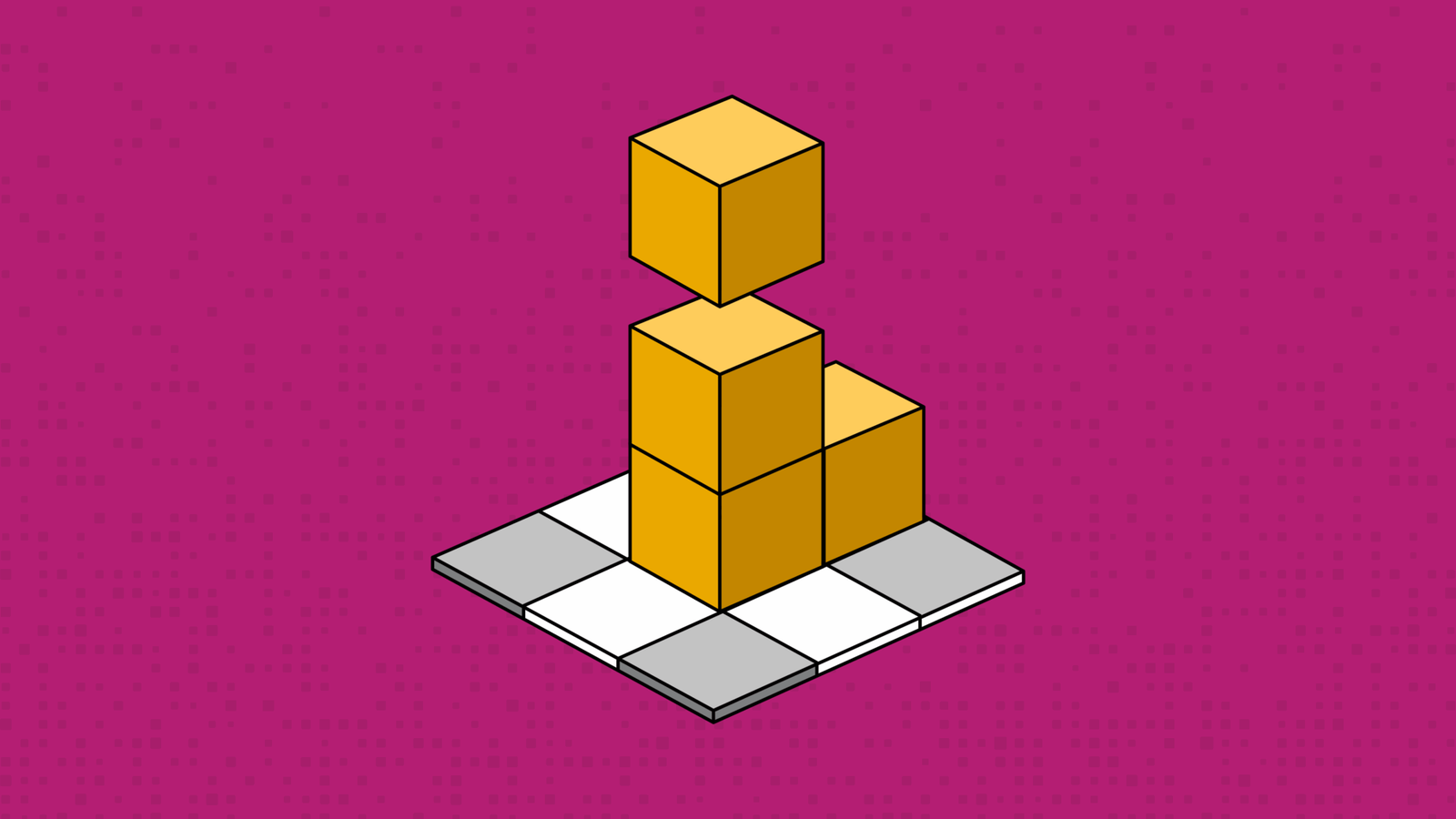 Yellow blocks stacking on a fuchsia backgrounding as a metaphor for adding Quoter Contract Blocks to a template or quote.