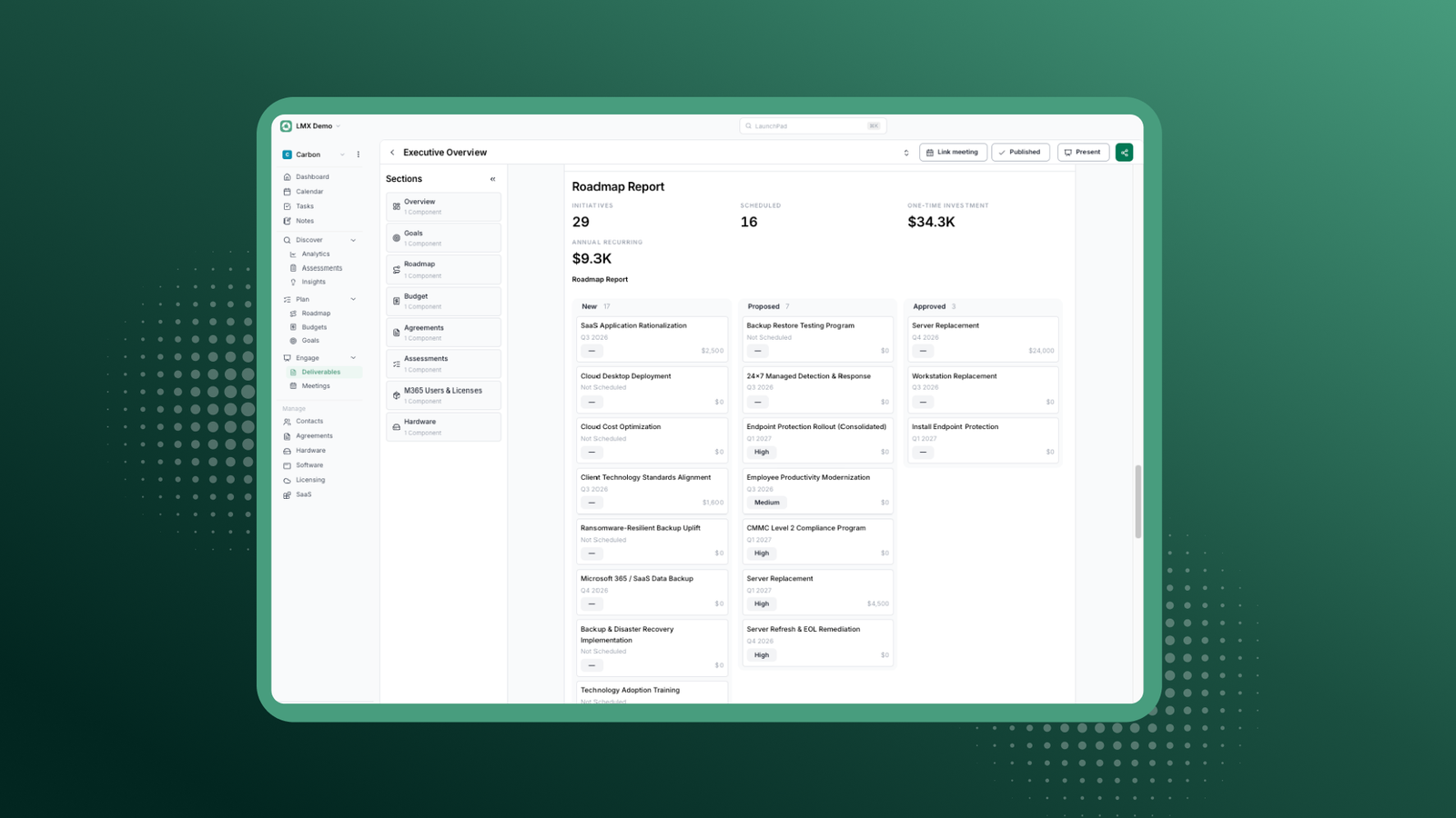 Image of roadmap report in Lifecycle Manager