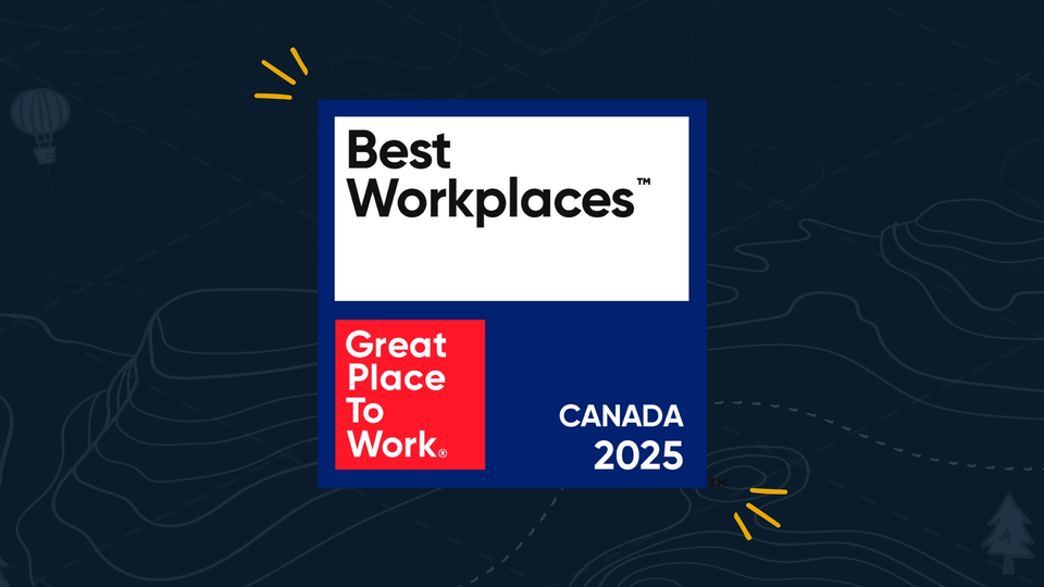Great Place to Work logo on a dark blue background.