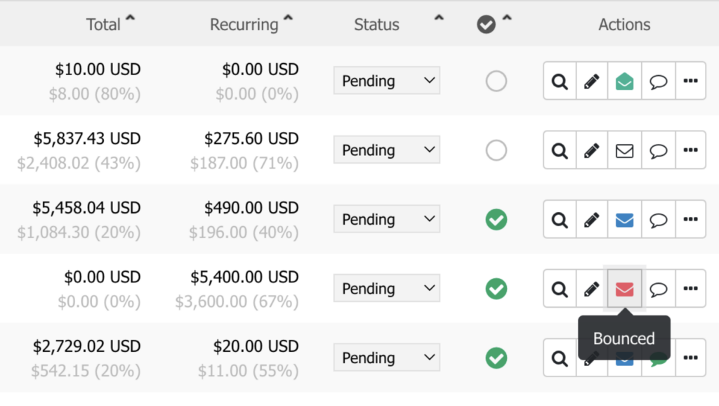 The overview page for viewing quote status in Quoter