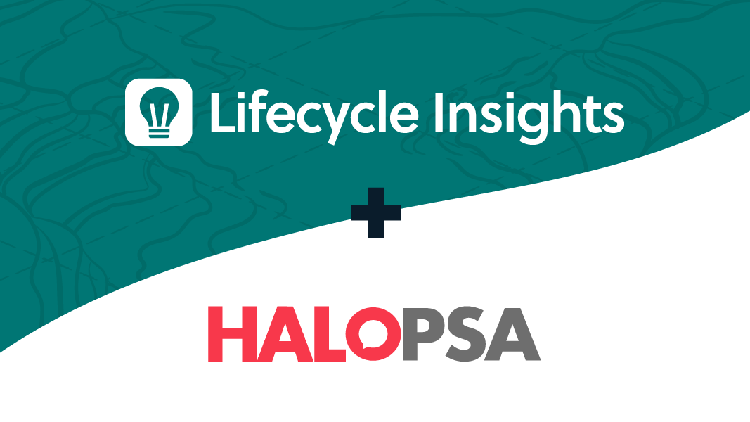 Lifecycle Insights logo above the HaloPSA logo indicating an integration between the two products
