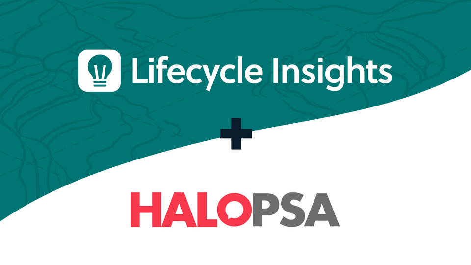 Lifecycle Insights logo above the HaloPSA logo indicating an integration between the two products