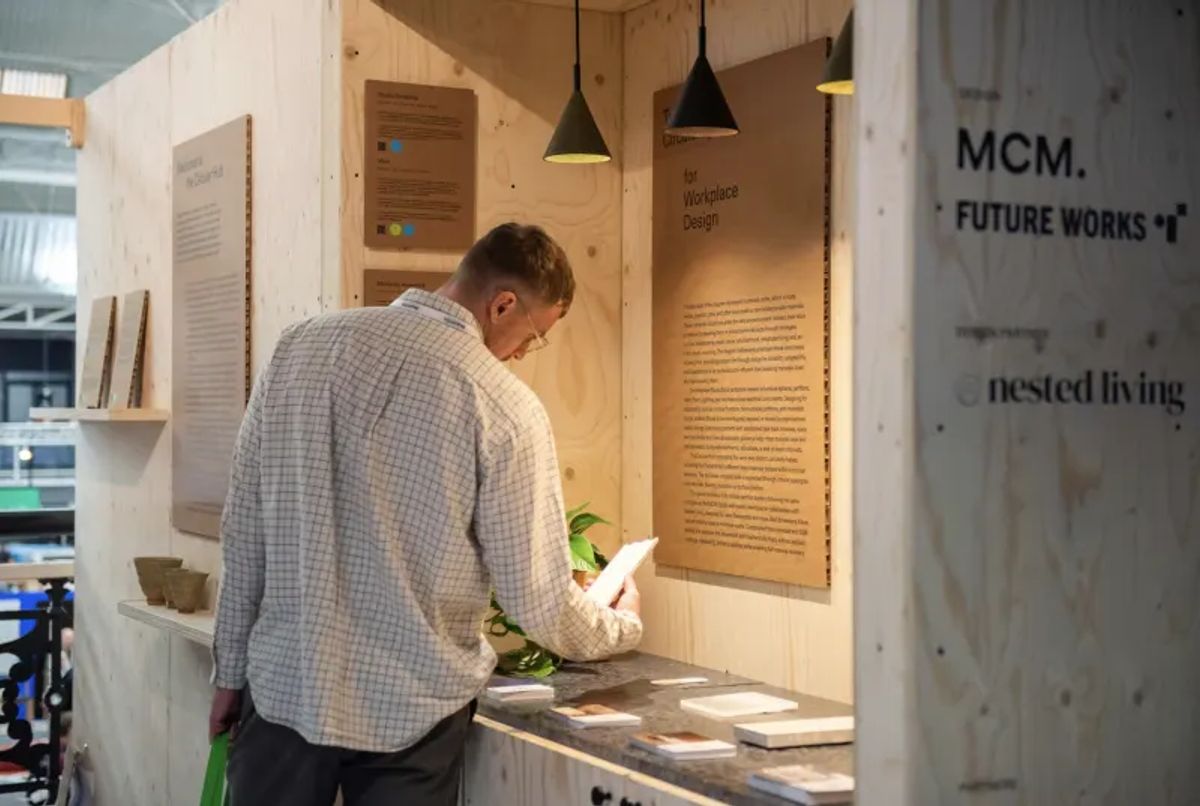 Modular exhibition structure designed for disassembly, reuse, and circular material systems