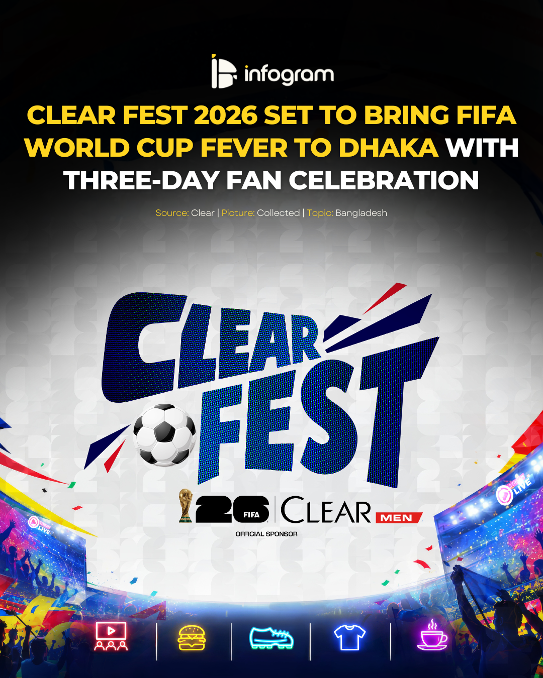 Social card for Clear Fest 2026 Set To Bring FIFA World Cup Fever To Dhaka With Three-Day Fan Celebration