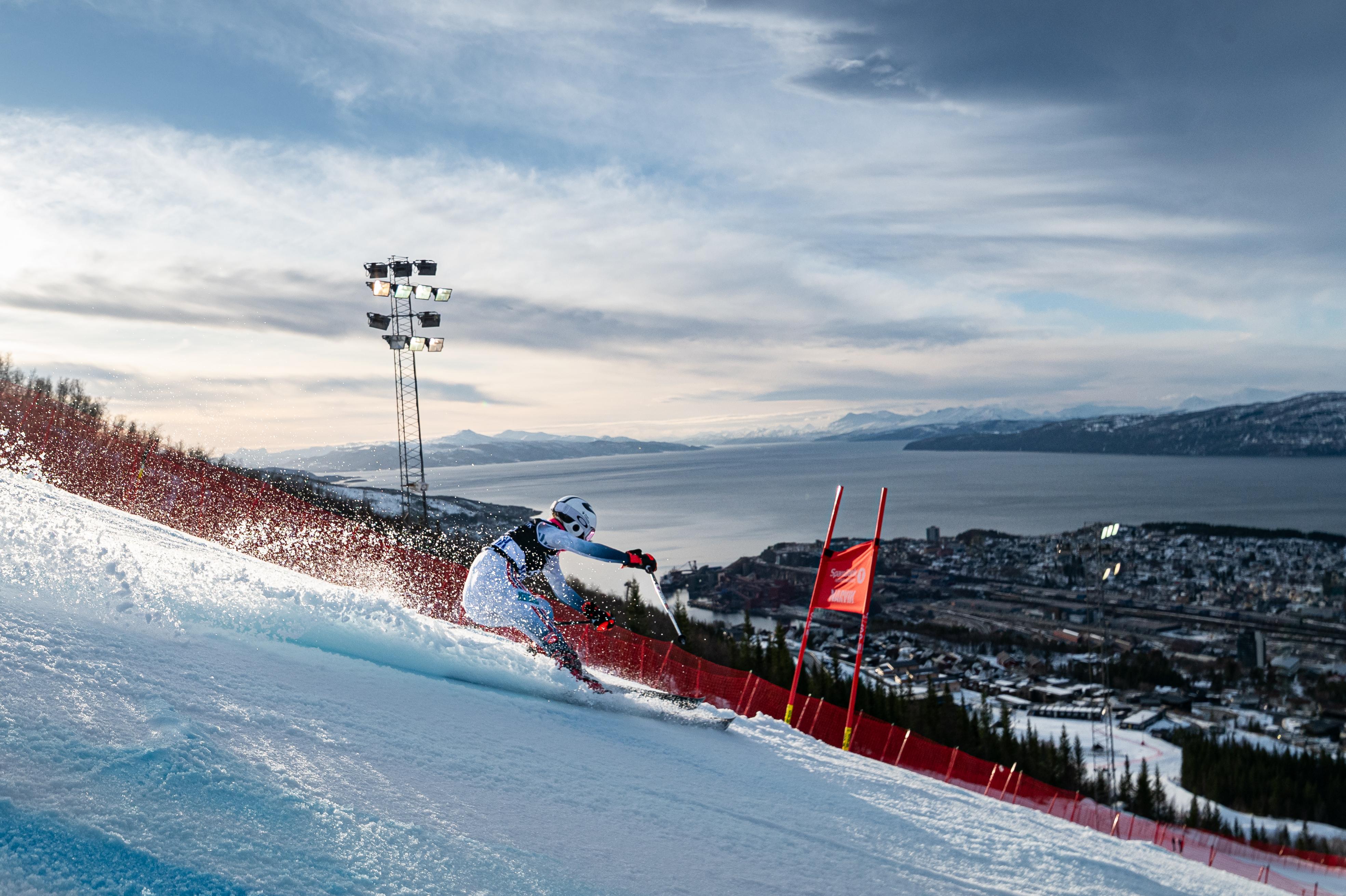 Alpine skier in Narvikfjellet during the FIS Alpine Junior World Ski Championships