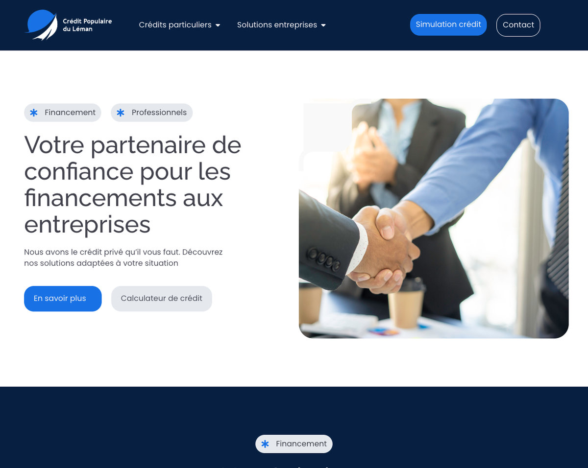 Page d’accueil du site Crédit Populaire du Léman