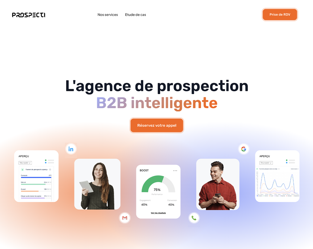 Page d’accueil du site de l’agence Prospecti