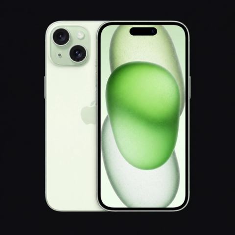 iPhone 15 — Groen (productillustratie) — AI-productillustratie