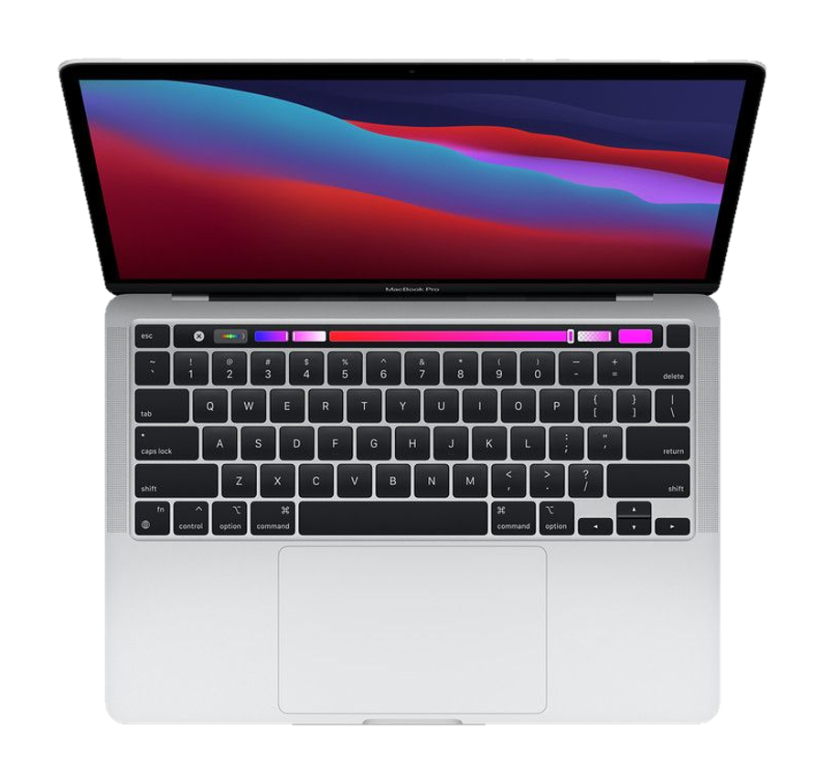 MacBook Pro 13 inch (M1, 2020) — Zilver (productillustratie)