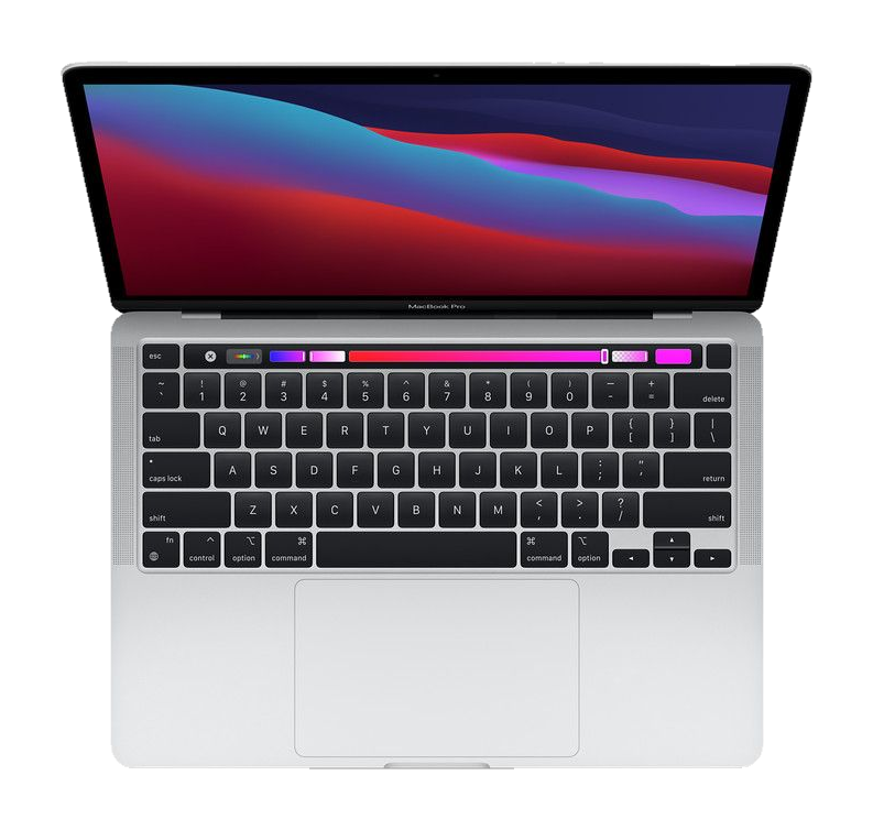 MacBook Pro 13 inch (M1, 2020) — Zilver (productillustratie)