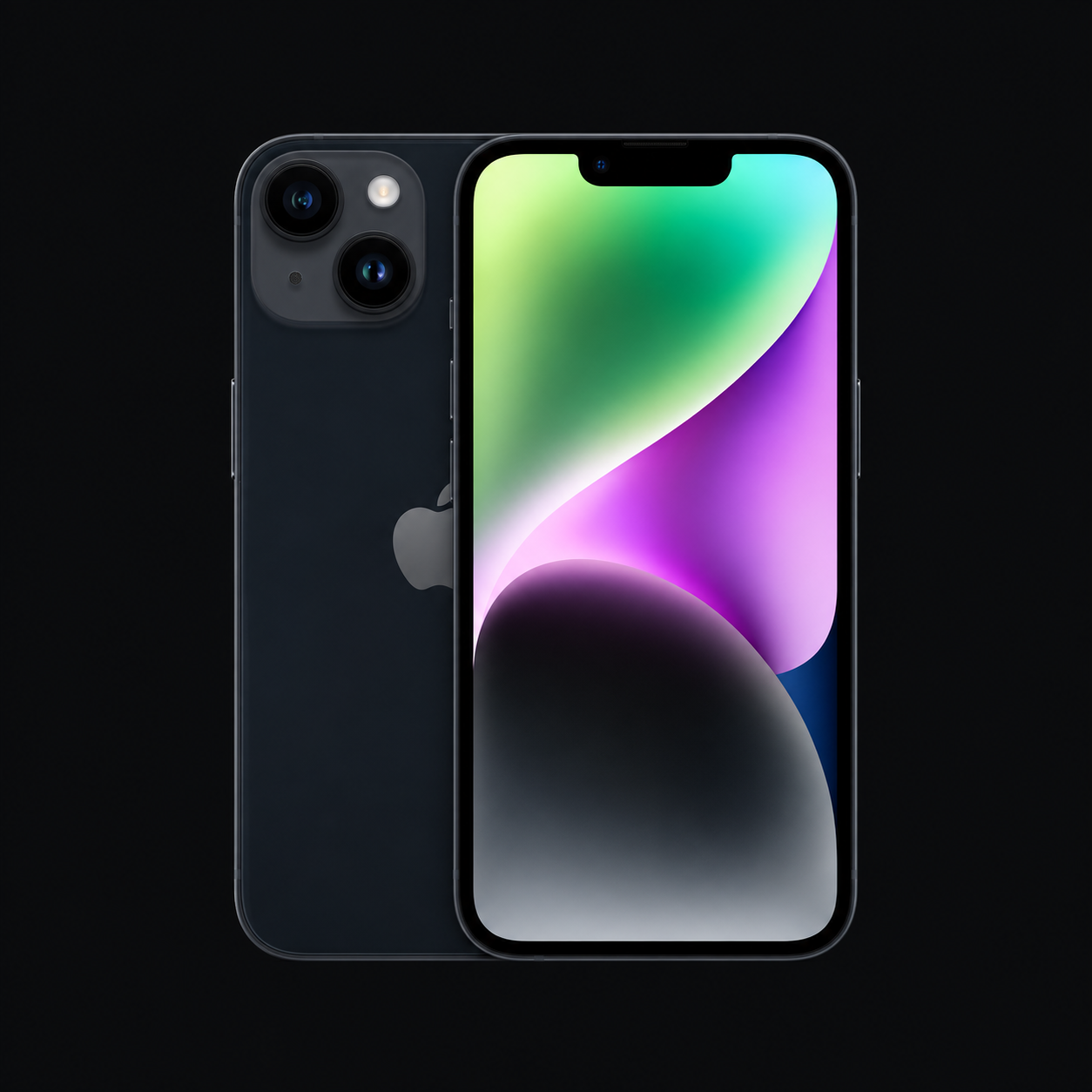 iPhone 14 — Middernacht (productillustratie) — AI-productillustratie