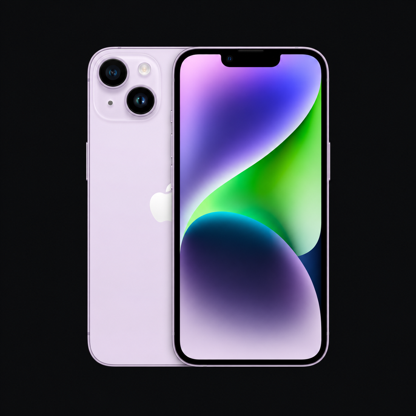 iPhone 14 — Paars (productillustratie) — AI-productillustratie