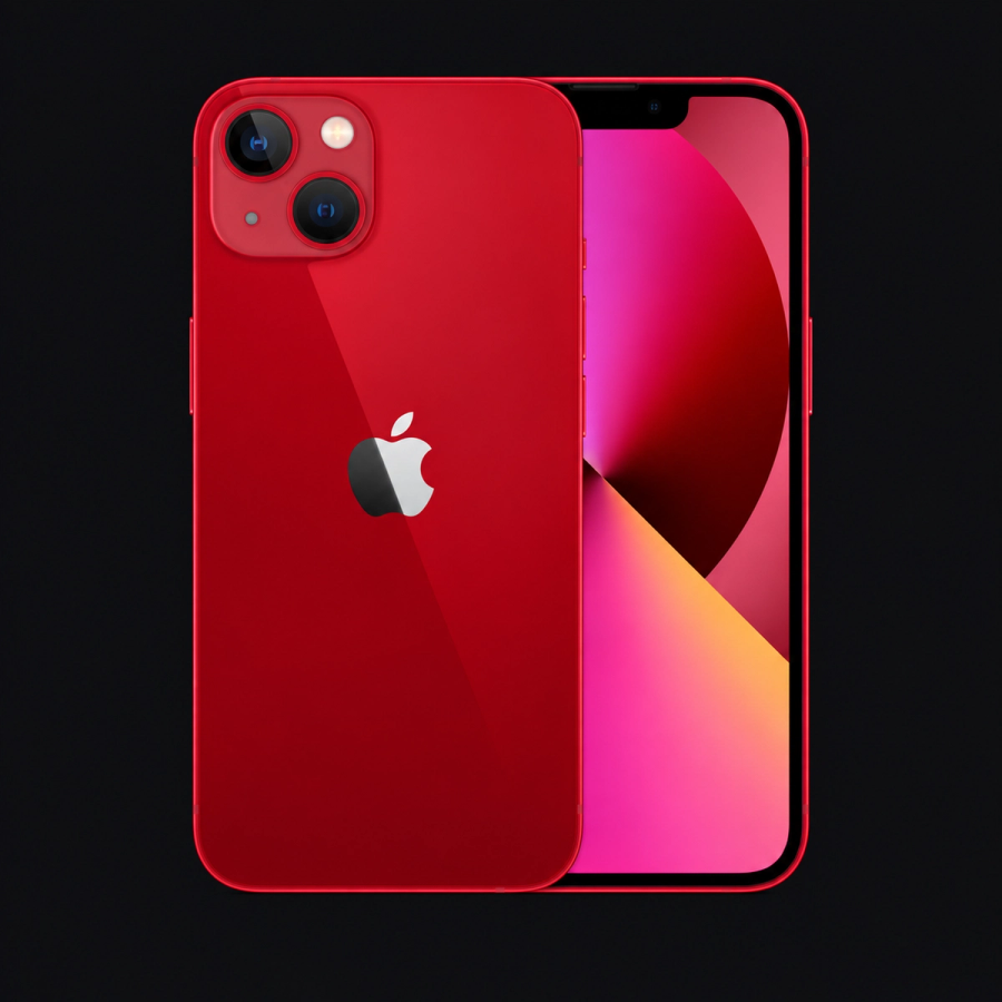 iPhone 13 — Rood (productillustratie) — AI-productillustratie
