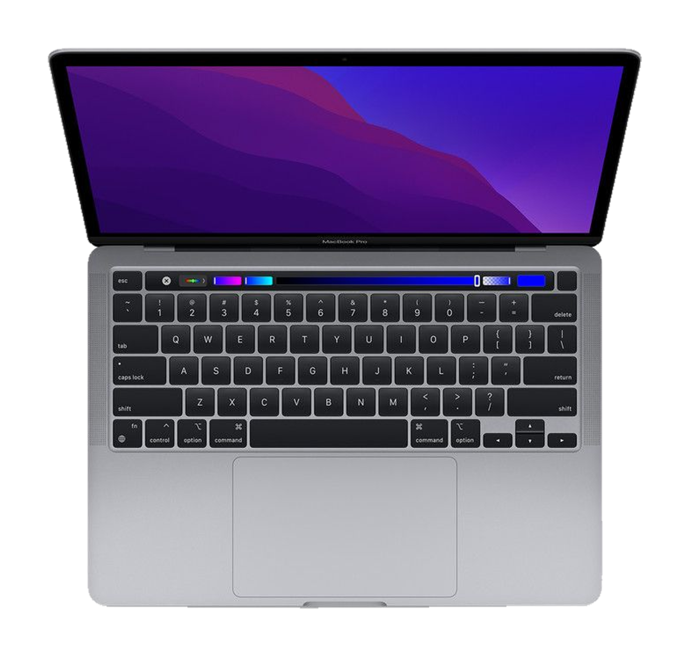 MacBook Pro 13 inch (M1, 2020) — Spacegrijs (productillustratie)