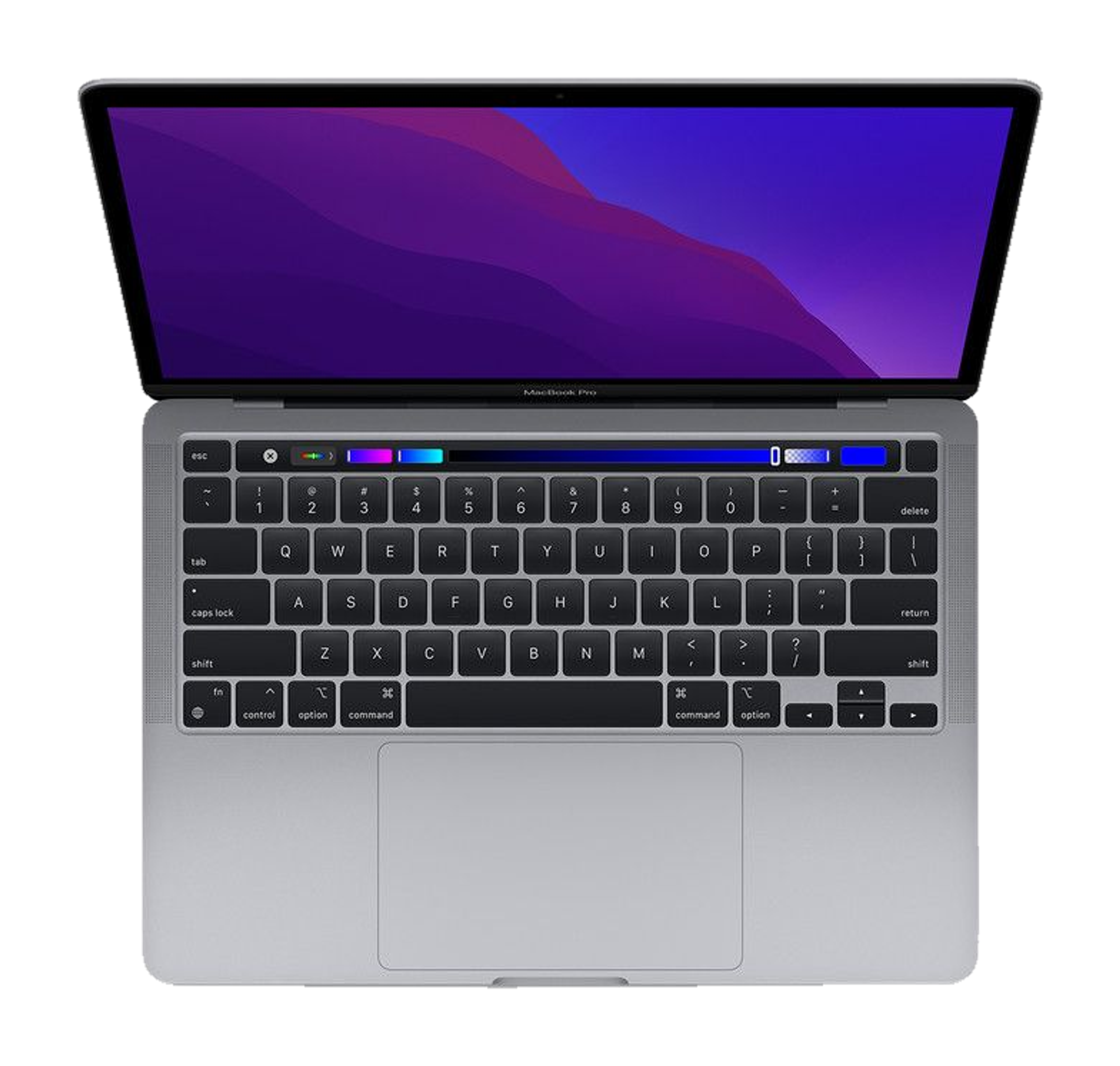 MacBook Pro 13 inch (M1, 2020) — Spacegrijs (productillustratie)
