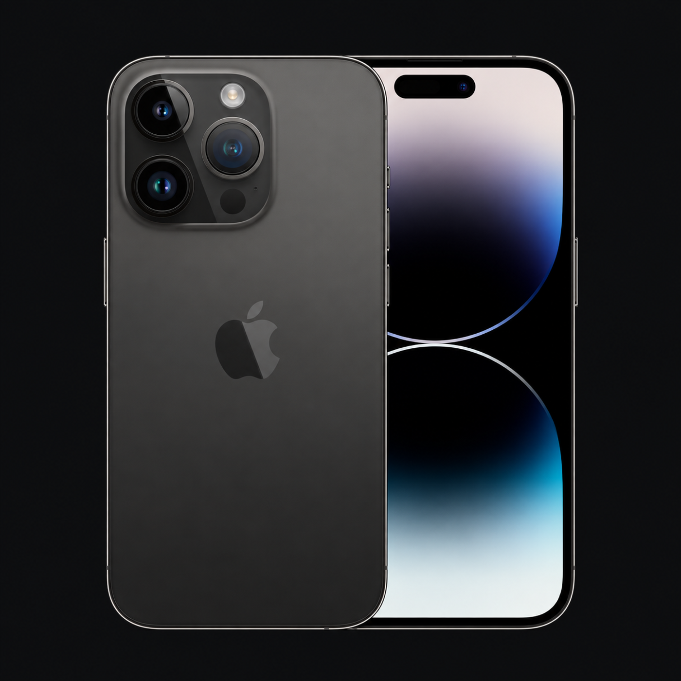 iPhone 14 Pro — Spacezwart (productillustratie) — AI-productillustratie