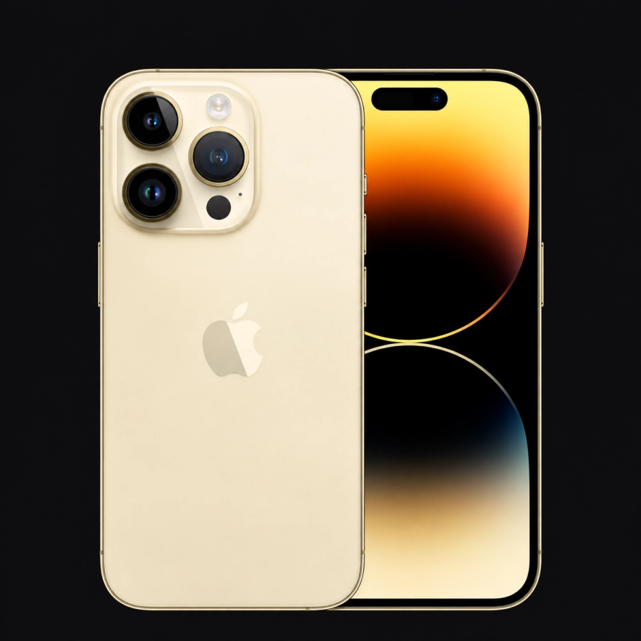 iPhone 14 Pro — Goud (productillustratie) — AI-productillustratie