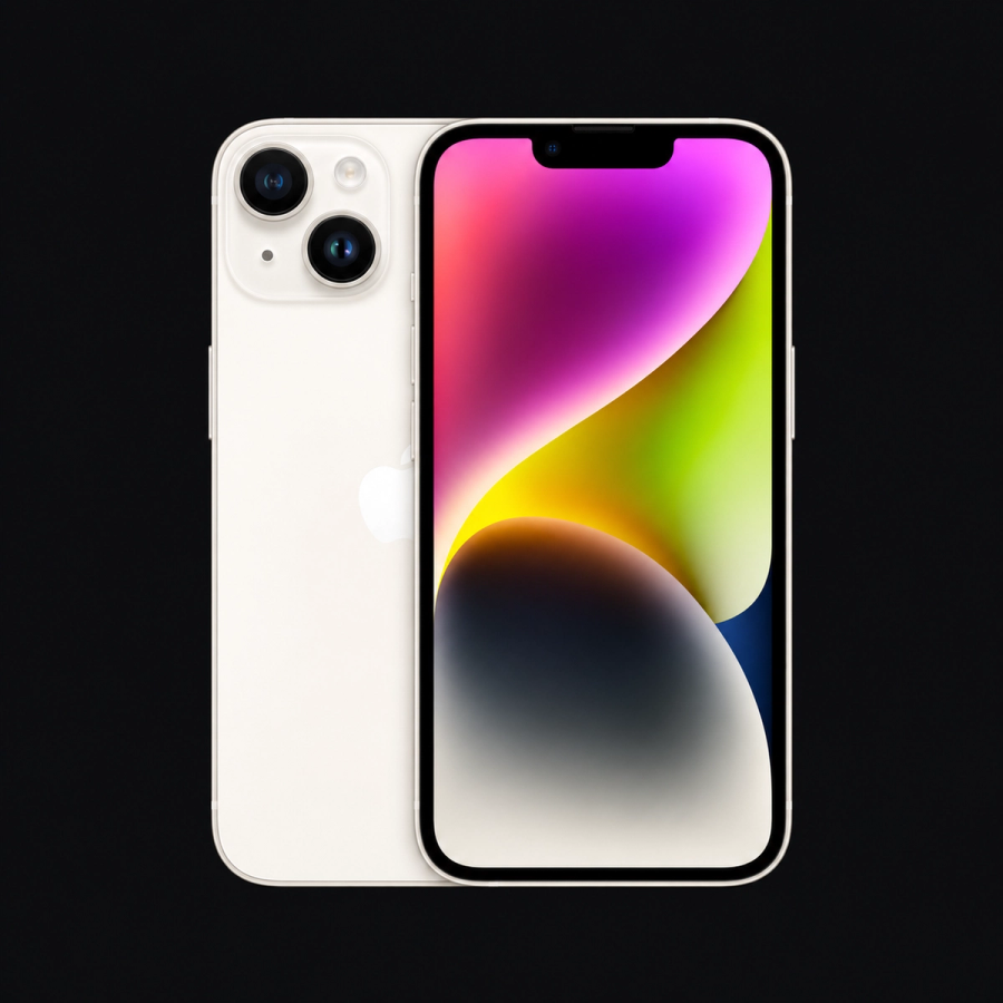 iPhone 14 — Sterrenlicht (productillustratie) — AI-productillustratie