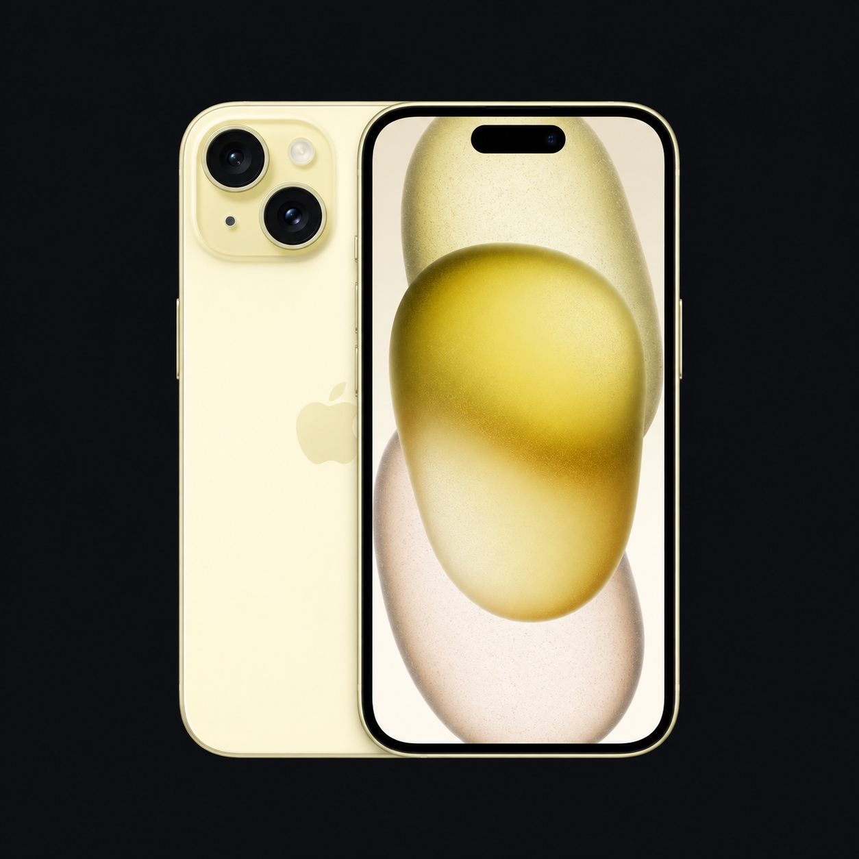iPhone 15 — Geel (productillustratie) — AI-productillustratie