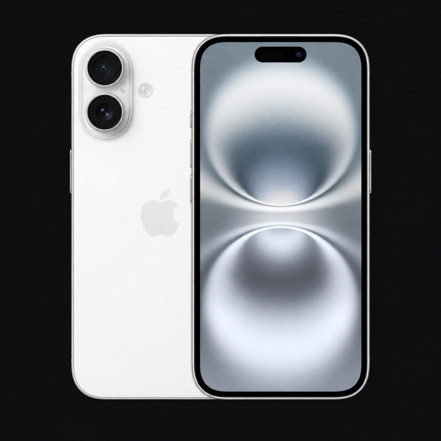 iPhone 16 — Wit (productillustratie) — AI-productillustratie