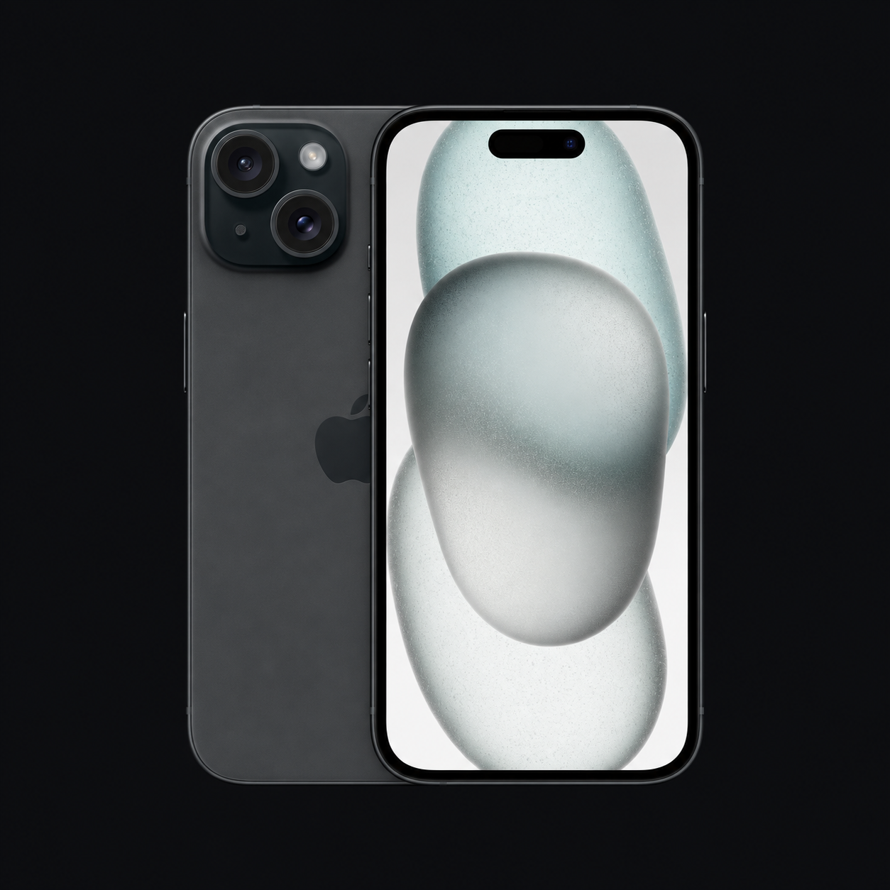 iPhone 15 — Zwart (productillustratie) — AI-productillustratie
