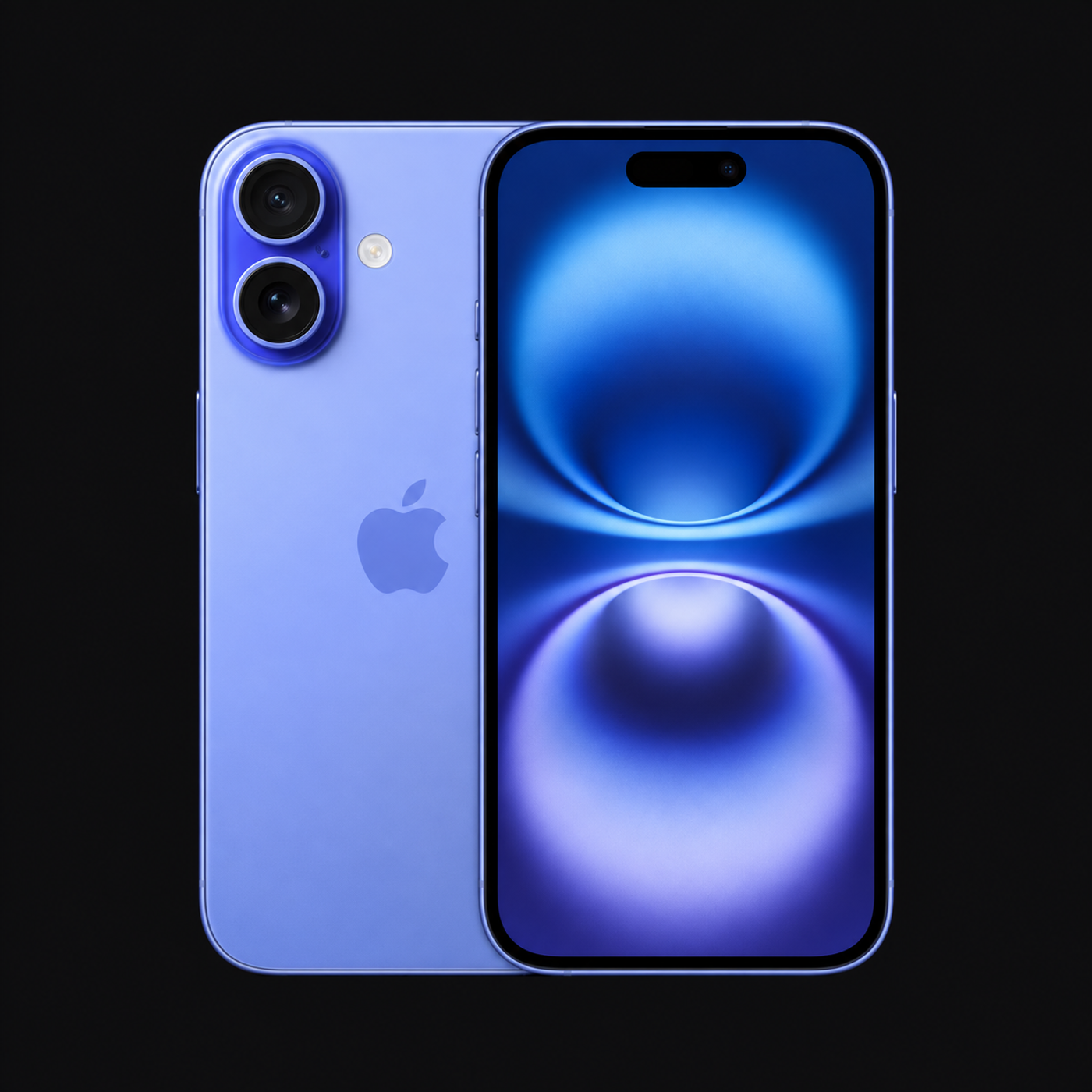 iPhone 16 — Ultramarijn (productillustratie) — AI-productillustratie