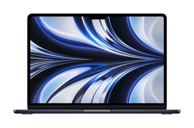 MacBook Air 13 inch (M2, 2022) — Middernacht (productillustratie)