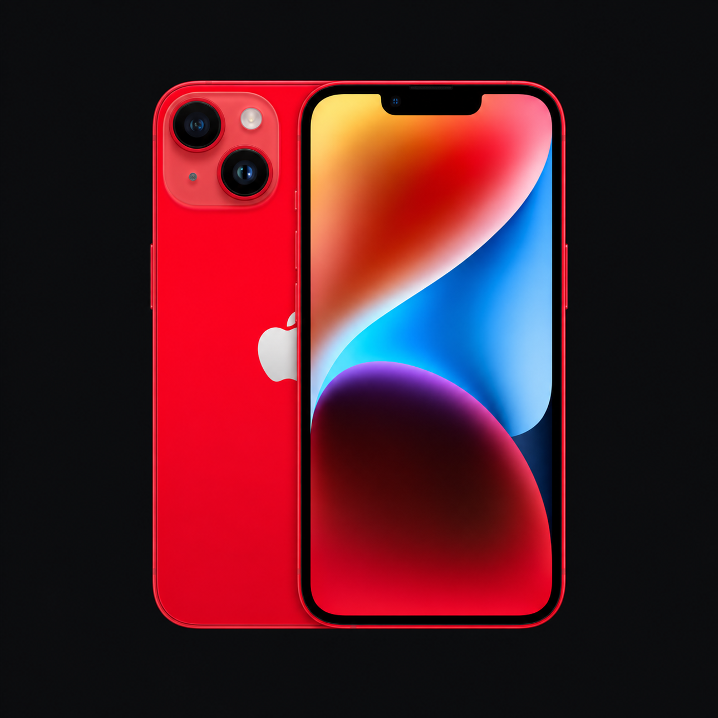 iPhone 14 — Rood (productillustratie) — AI-productillustratie