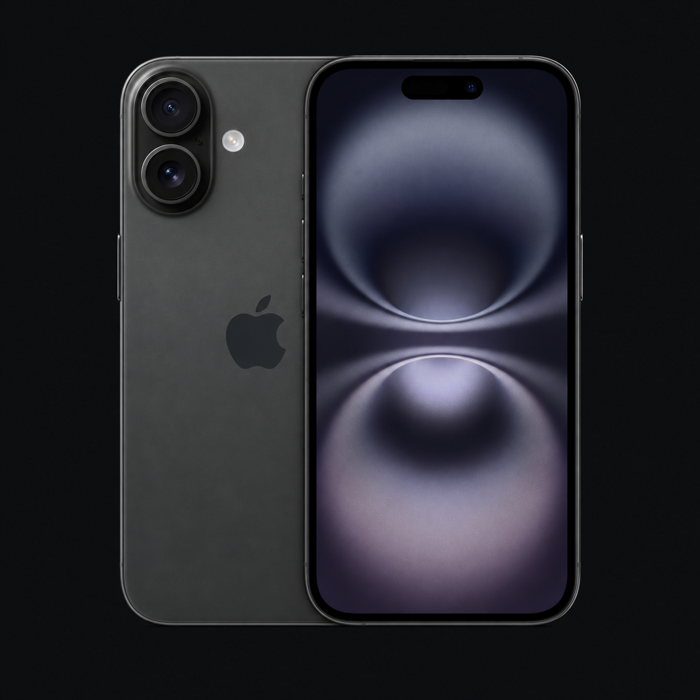 iPhone 16 — Zwart (productillustratie) — AI-productillustratie