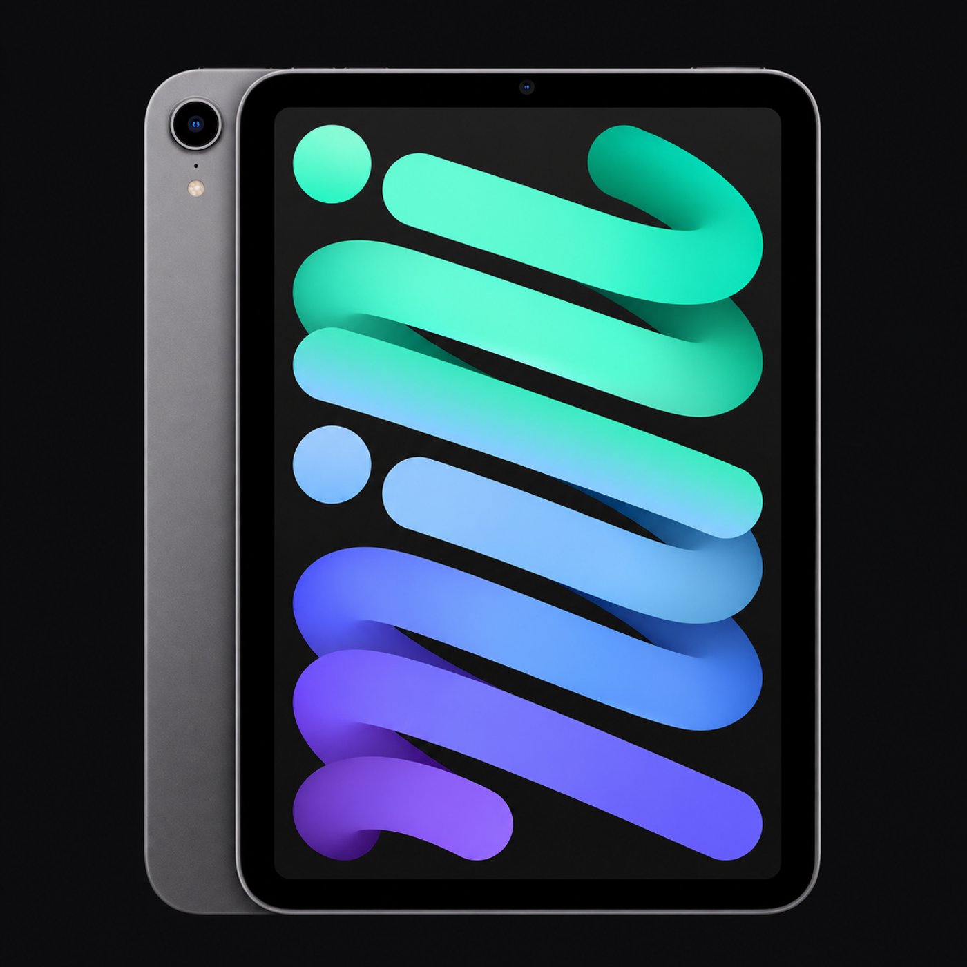 iPad mini (6e generatie) — Spacegrijs (productillustratie) — AI-productillustratie