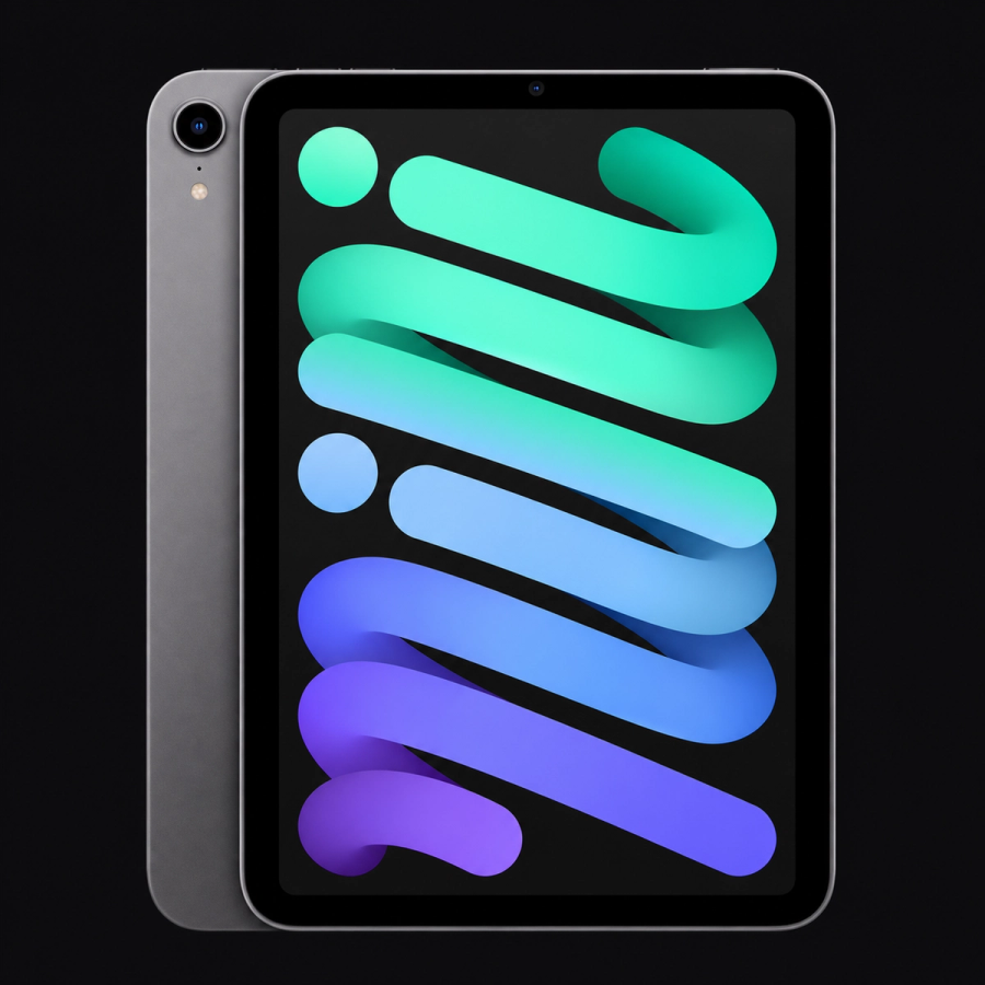 iPad mini (6e generatie) — Spacegrijs (productillustratie) — AI-productillustratie