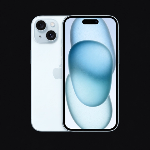 iPhone 15 — Blauw (productillustratie) — AI-productillustratie