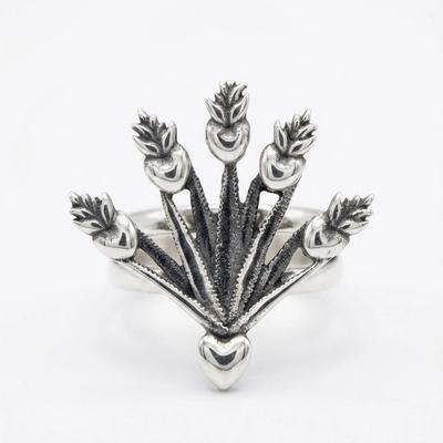 Anillo Ajustable "Amor a mi Tierra" de Plata Repujada