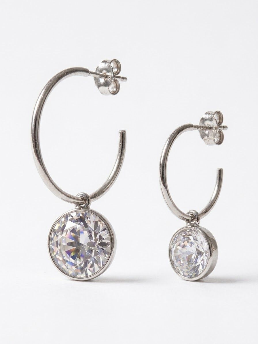 Arracadas de Plata con Cristal Swarovski Blanco