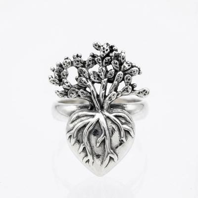 Anillo Ajustable "Corazón Árbol de la Vida" en Plata