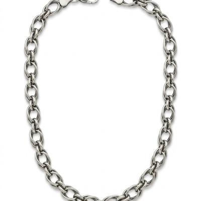 Cadena Unisex Trenzada de Eslabón Doble en Plata Texturizada