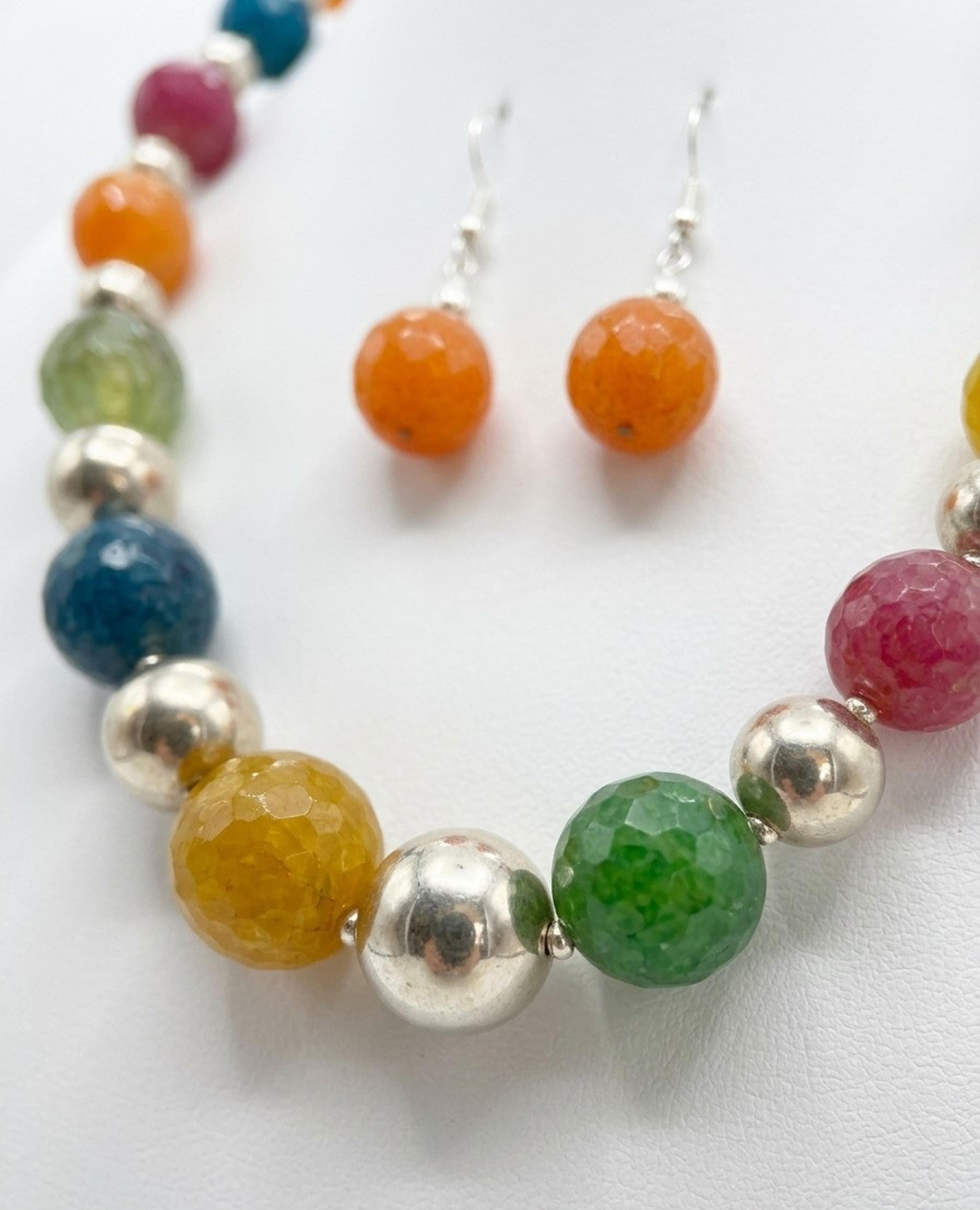 Collar y Aretes Ágata Multicolor - Imagen 2