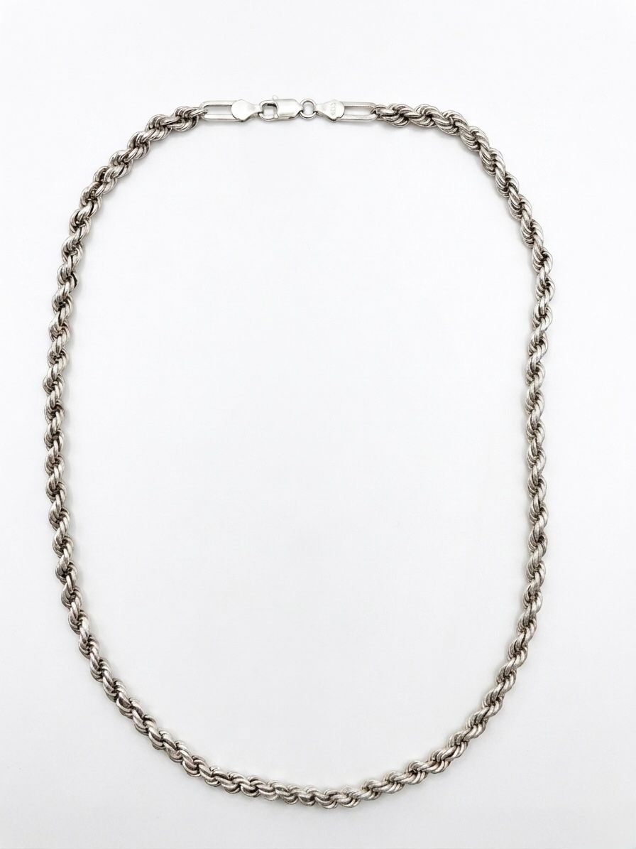 Cadena Unisex de Trigo Trenzada en Plata de Ley