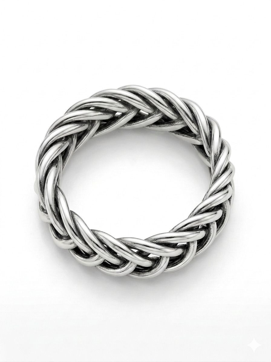 Anillo Trenzado de Plata Unisex