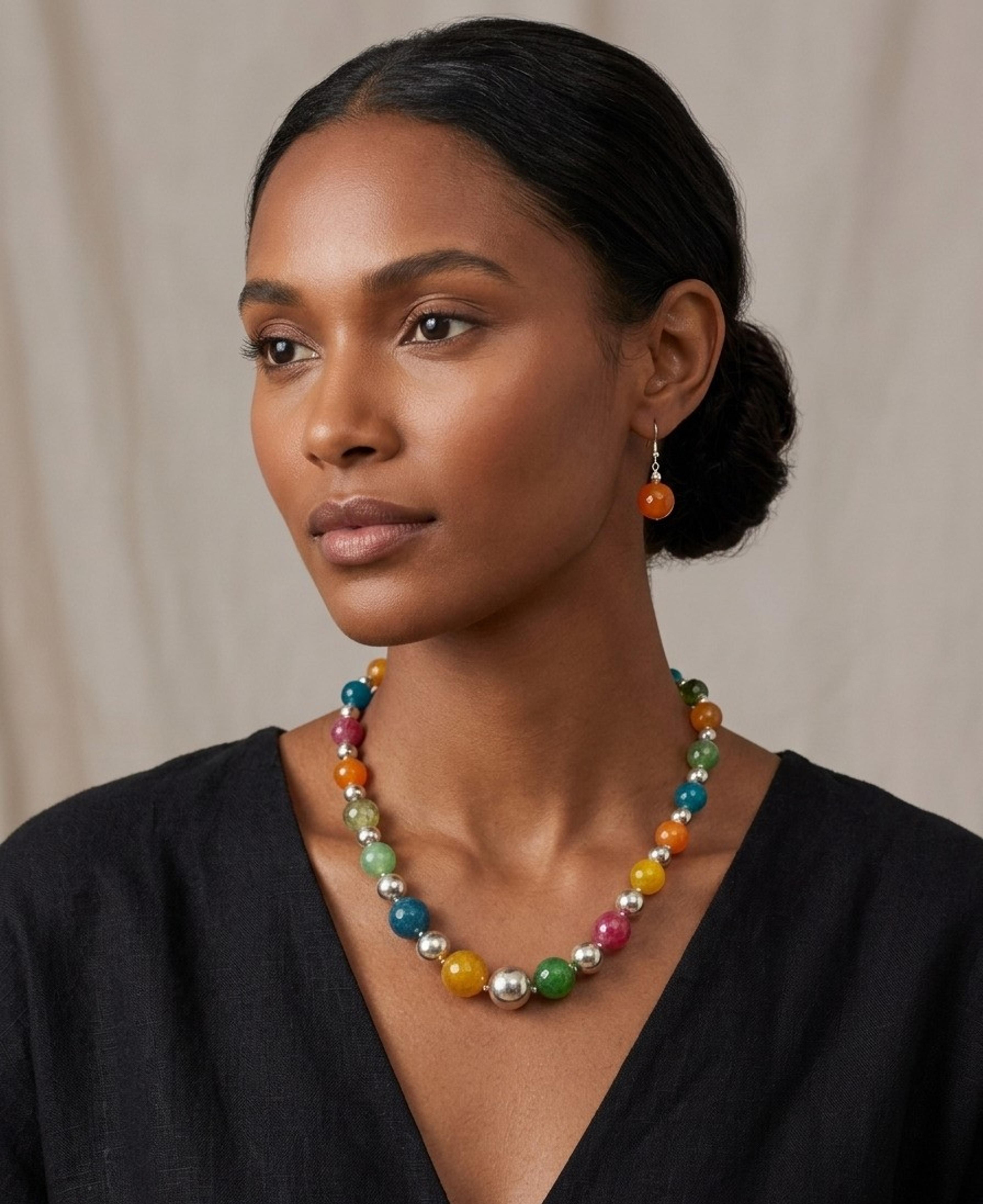 Collar y Aretes Ágata Multicolor - Imagen 3