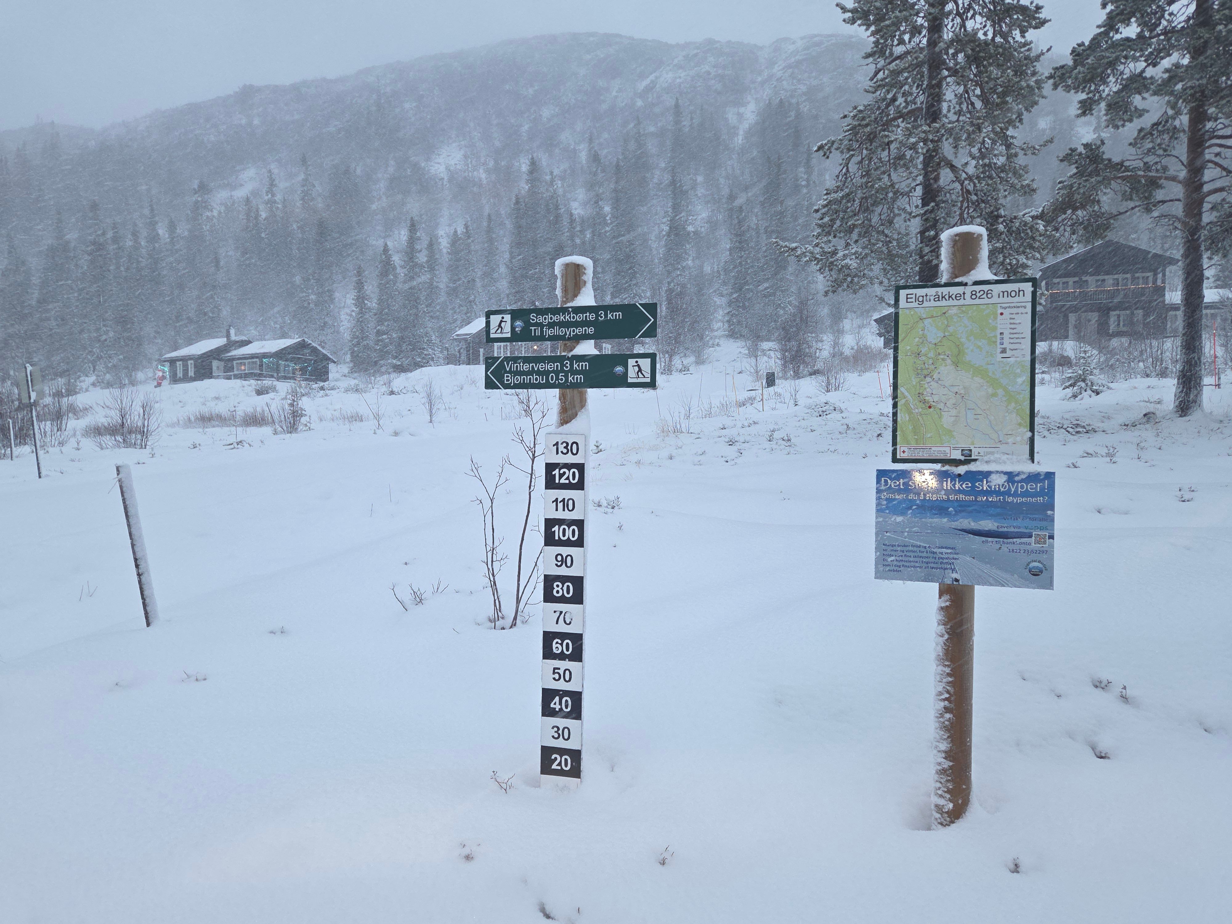 Skiløypa sør i Solheim Hyttegrend - Bilde tas med mobil