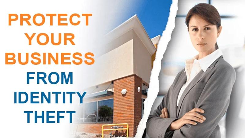 Business identity theft protection graphic.