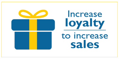 Customer loyalty gift graphic with sales message.