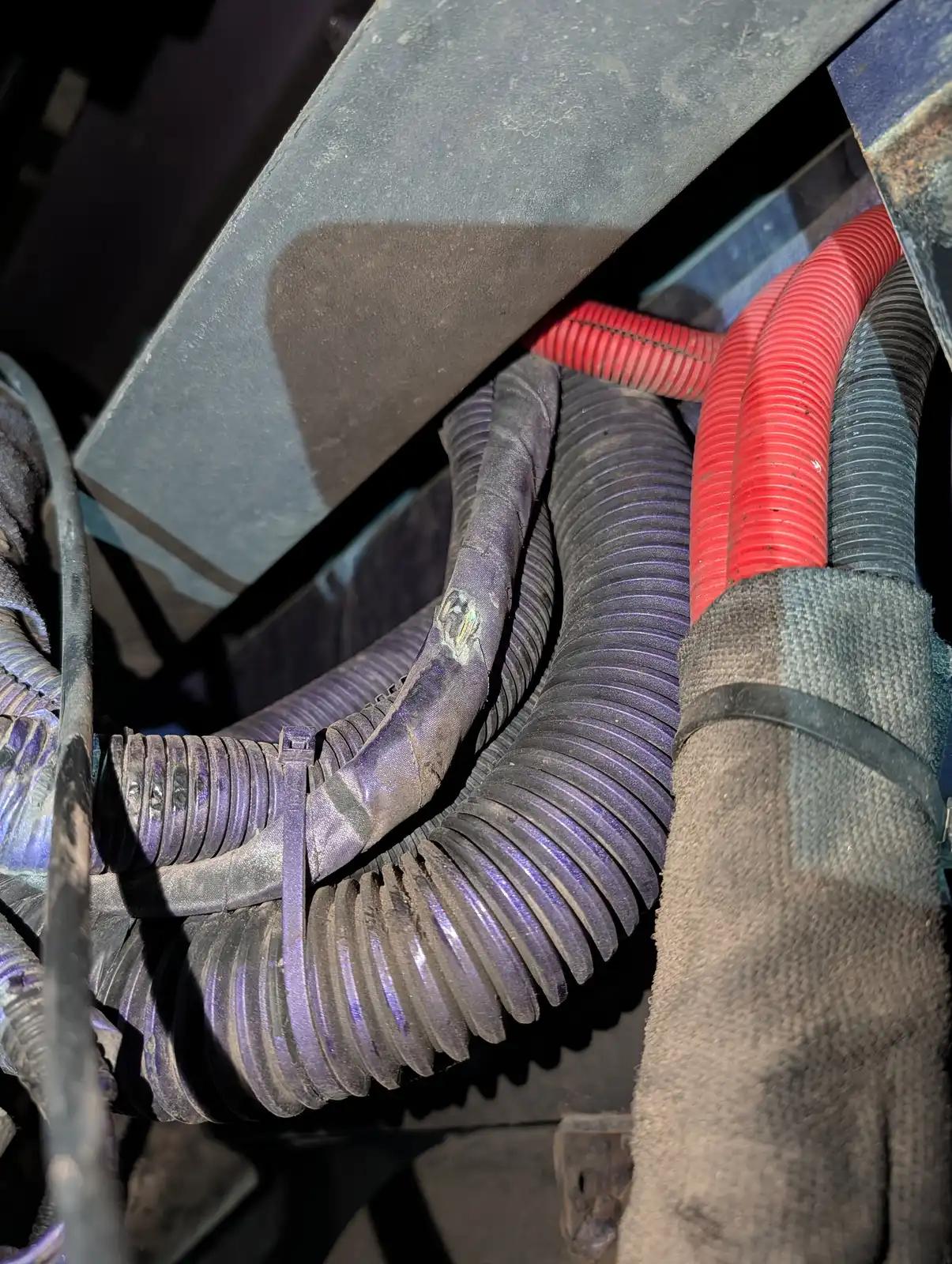 Electrical wiring repair during truck and heavy equipment service