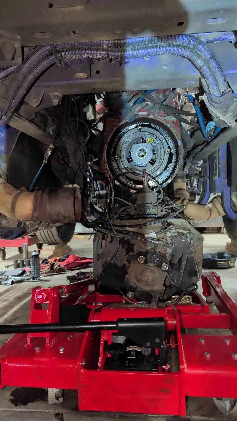Engine service setup during truck and heavy equipment service